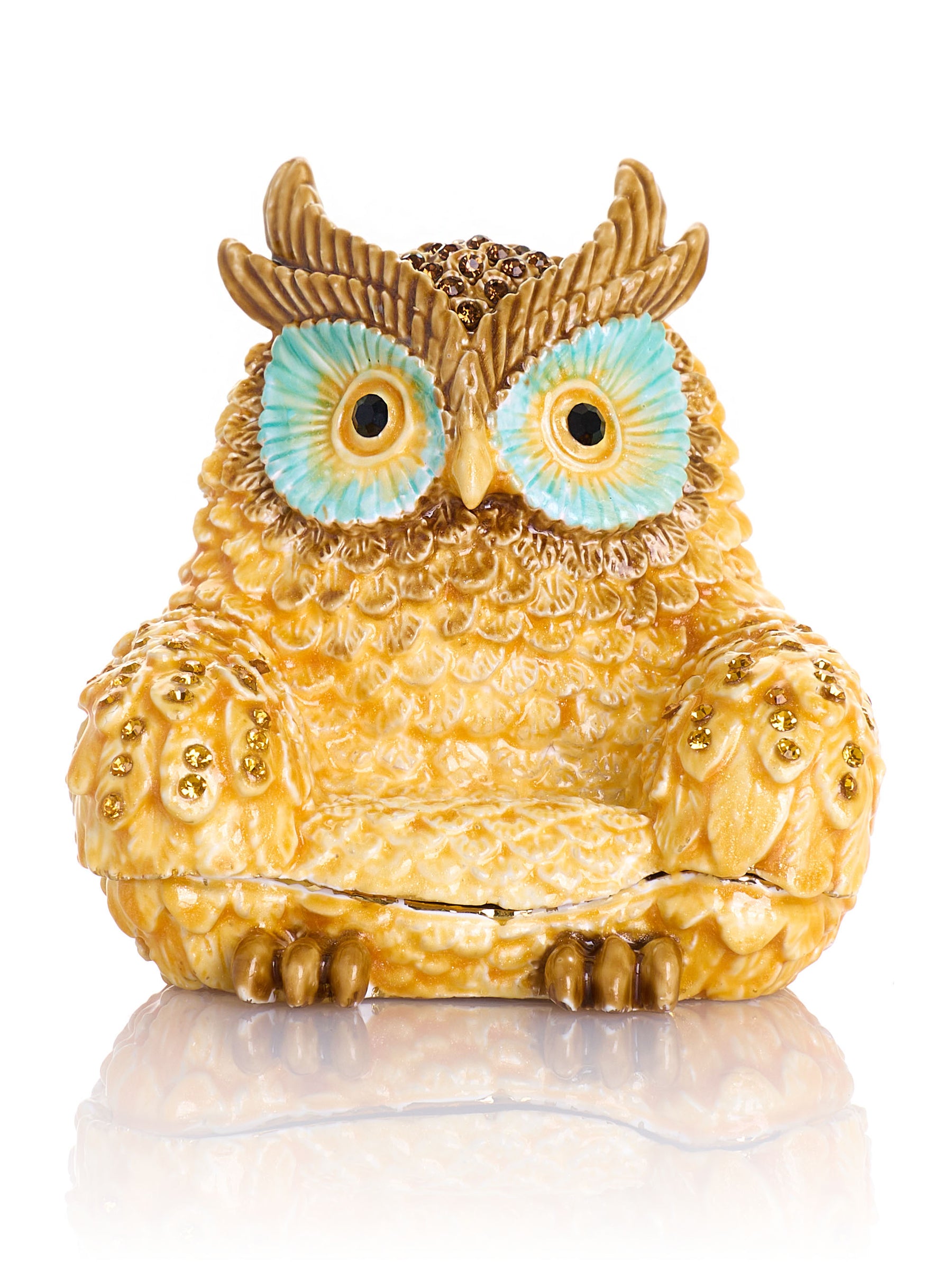 Gold and Brown Owl Armchair Trinket Box