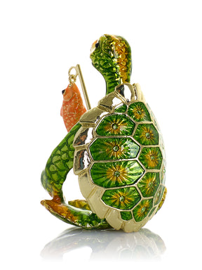 Turtle Fishing for a Goldfish Trinket Box