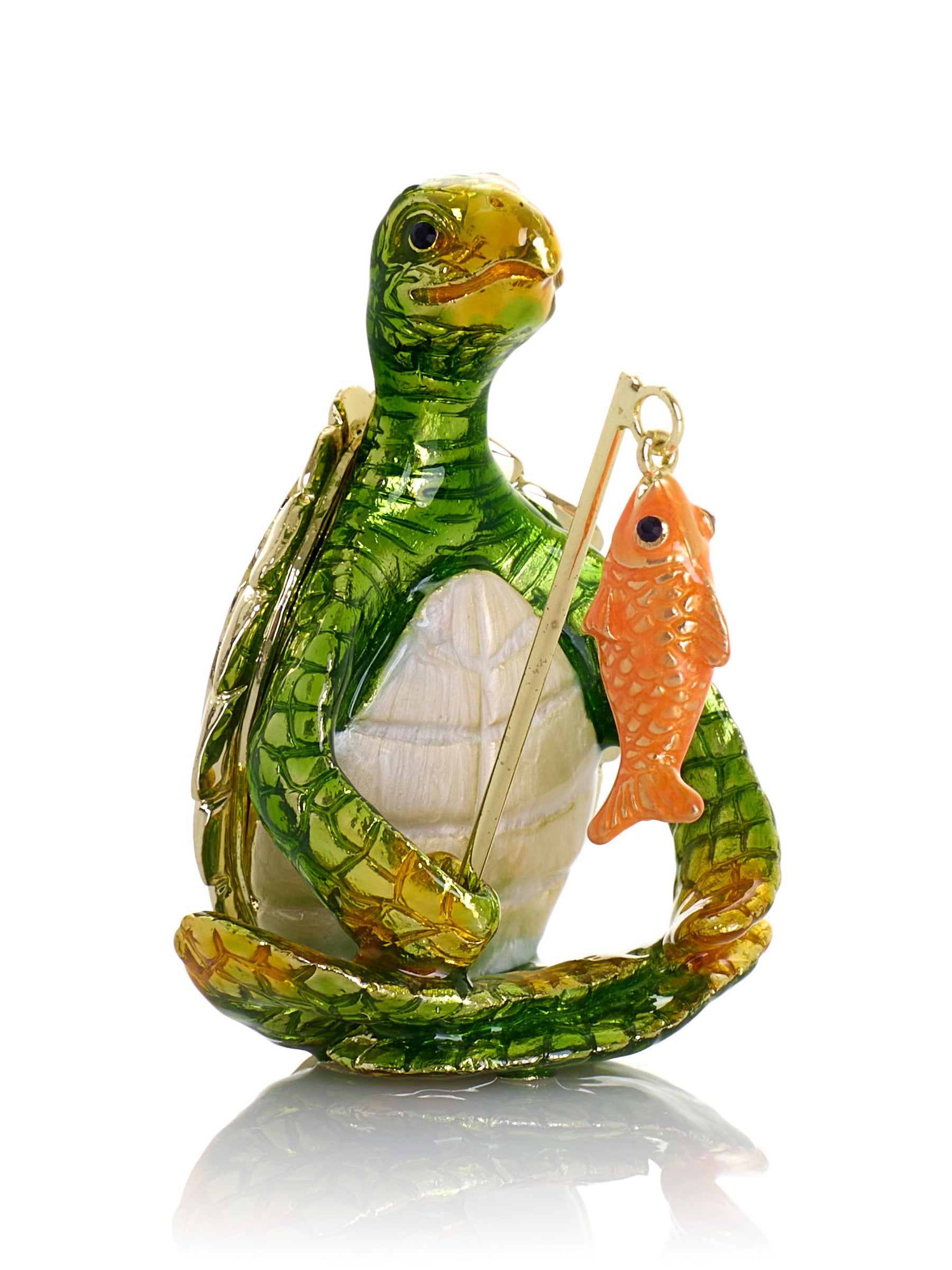 Turtle Fishing for a Goldfish Trinket Box