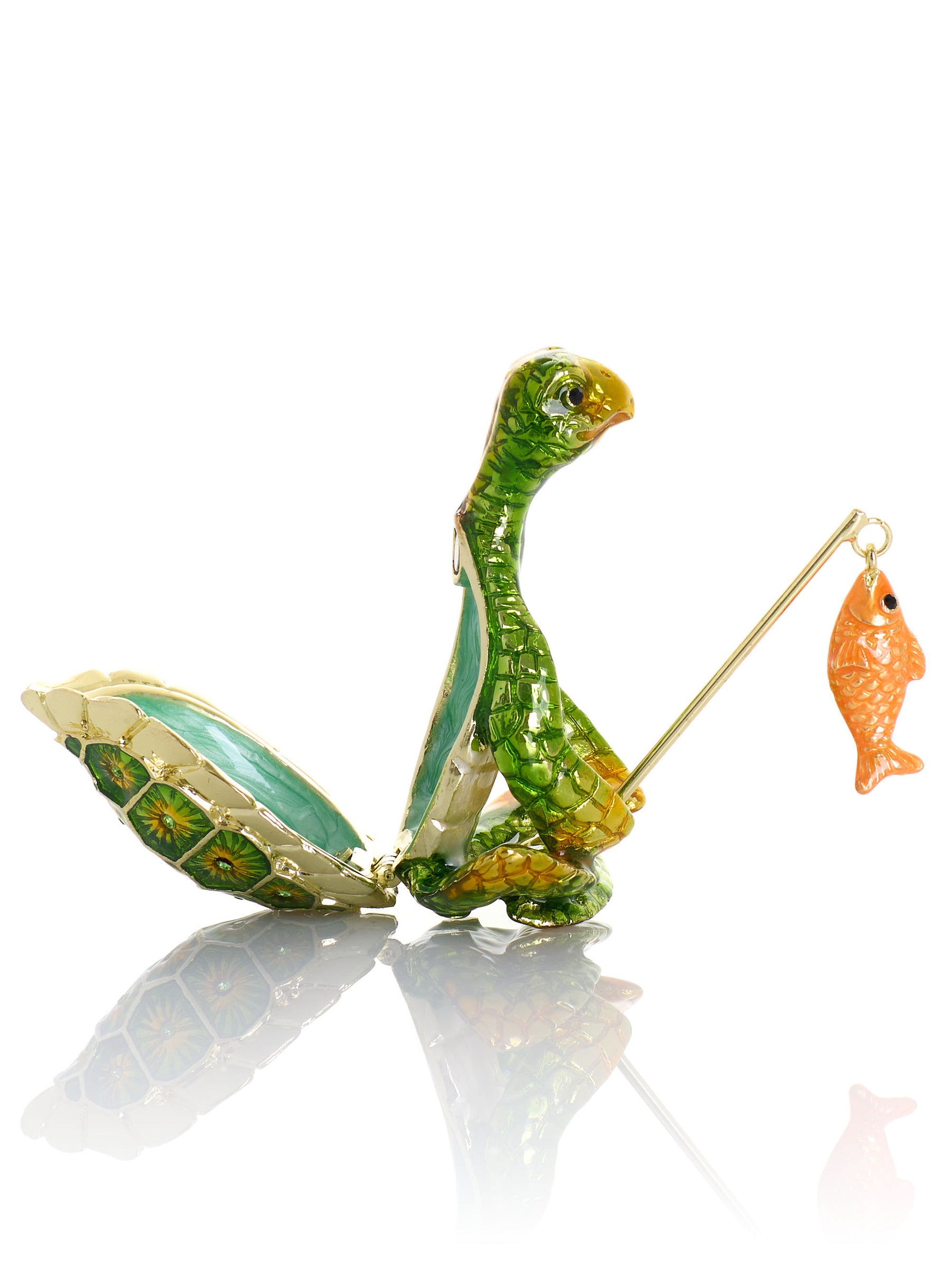 Turtle Fishing for a Goldfish Trinket Box
