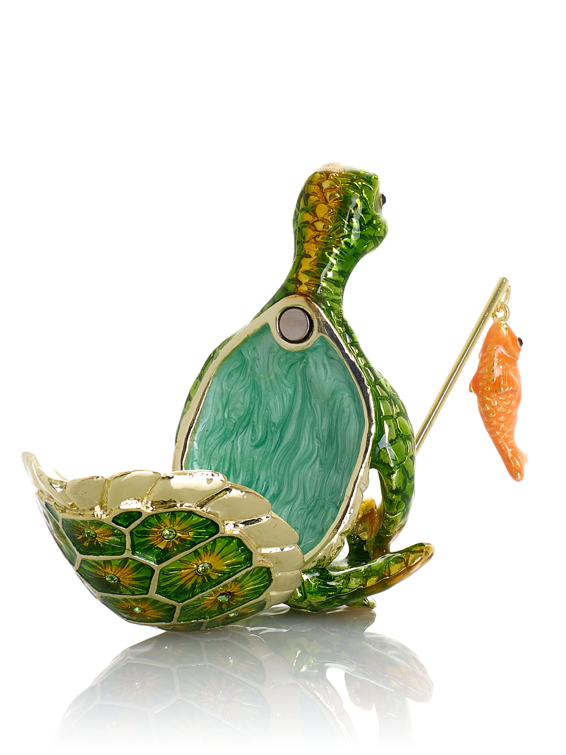 Turtle Fishing for a Goldfish Trinket Box