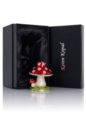 Crystal-Embellished Red Mushroom Trinket Box by Keren Kopal