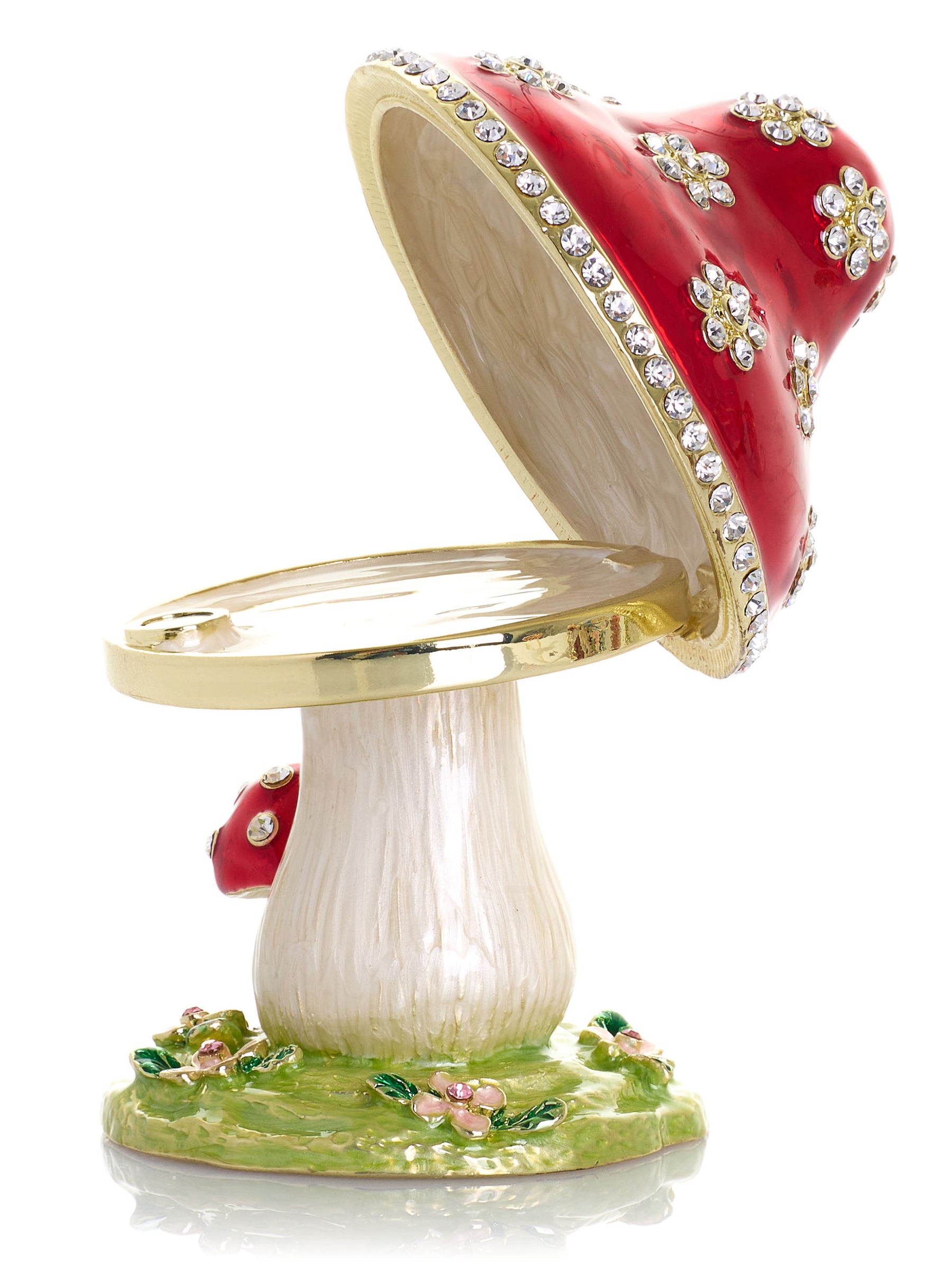 Crystal-Embellished Red Mushroom Trinket Box by Keren Kopal
