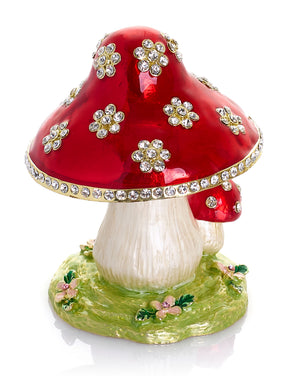Crystal-Embellished Red Mushroom Trinket Box by Keren Kopal