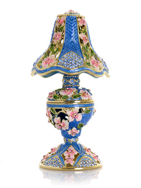 Royal Blue Classic Lamp Decorated with Pink Flowers
