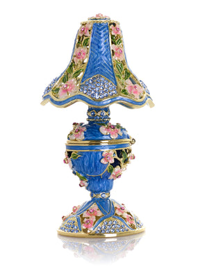 Royal Blue Classic Lamp Decorated with Pink Flowers