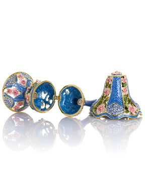 Royal Blue Classic Lamp Decorated with Pink Flowers