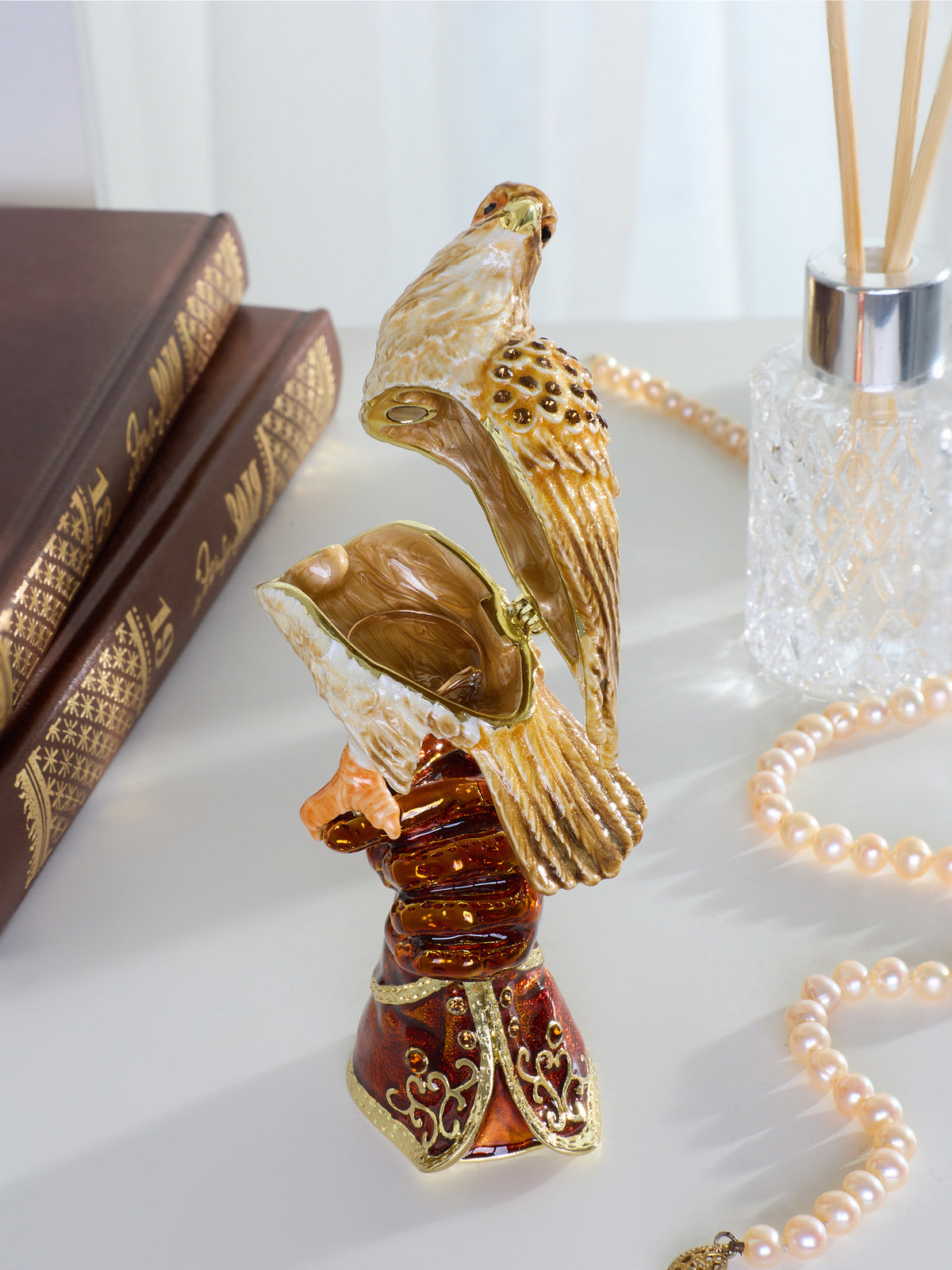 Keren Kopal Majestic Eagle on Tree Trunk Trinket Box