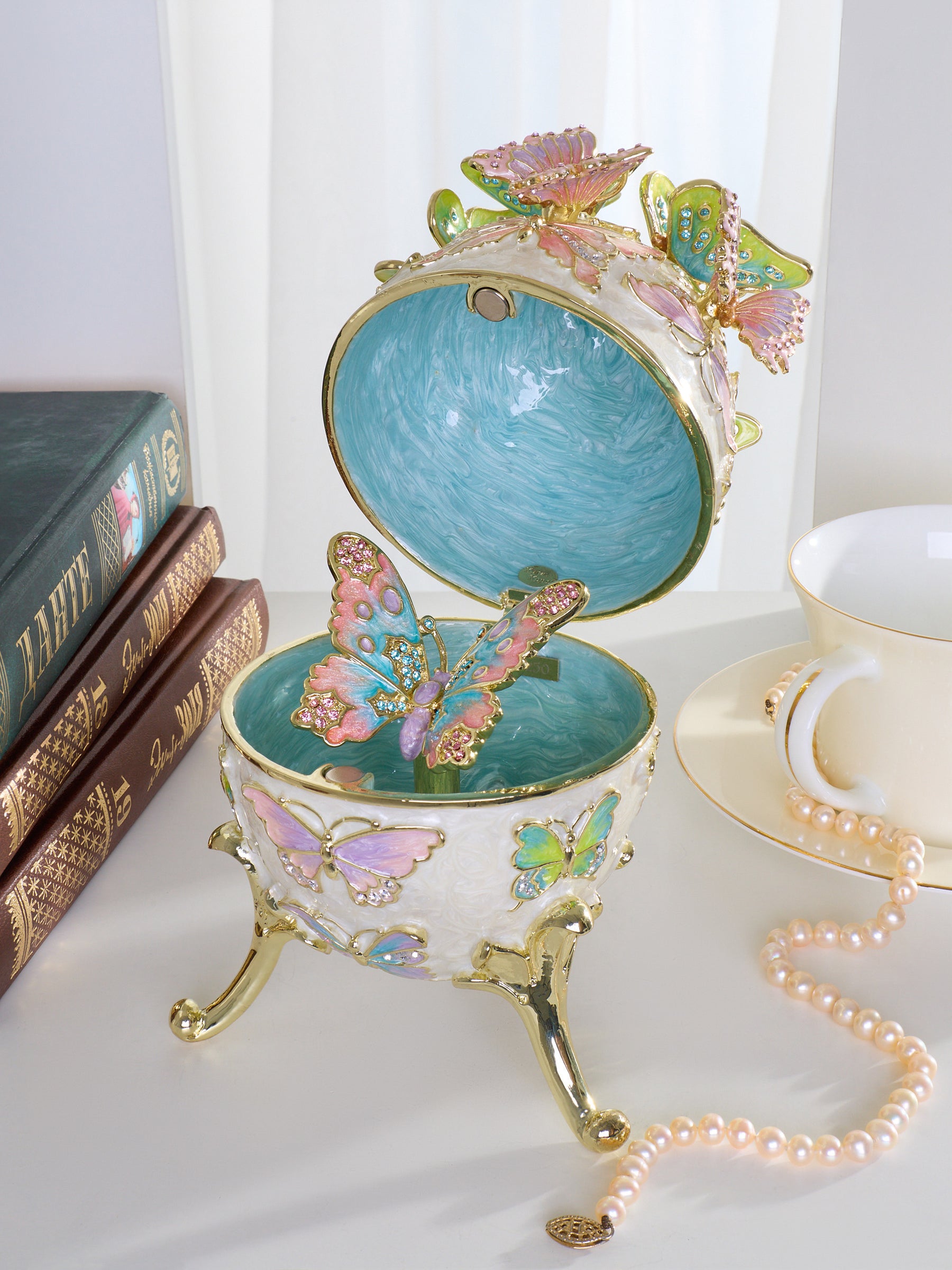 Keren Kopal Limited Edition Enchanted Butterfly Egg Trinket Box with Detachable Crystal Butterflies
