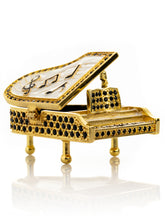 Golden White Piano with Black Crystals