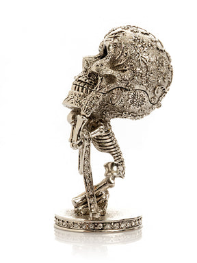 Keren Kopal Silver Skeleton holding Skull