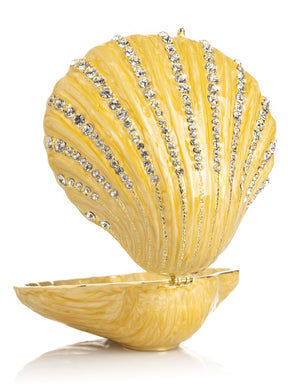 Golden Sea Shell with Crystals Trinket Box