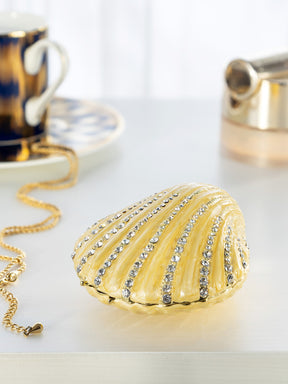 Golden Sea Shell with Crystals Trinket Box