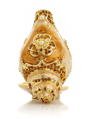 Elegant Gold & Crystal Seashell Trinket Box