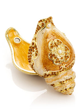 Keren Kopal Elegant Gold & Crystal Seashell Trinket Box