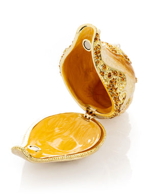 Elegant Gold & Crystal Seashell Trinket Box