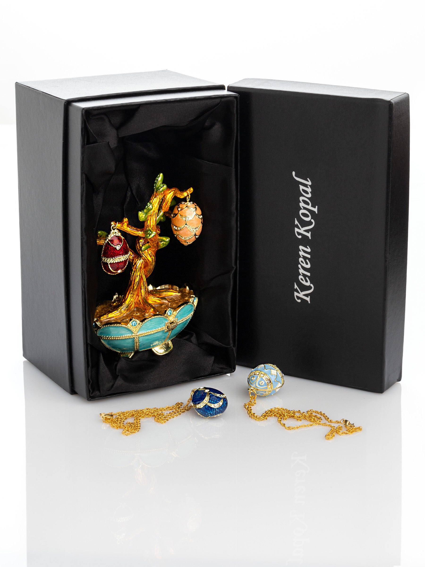 Keren Kopal Faberge Egg Pendant Necklaces Tree