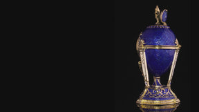 Boîte à bijoux Œuf Horloge Bleu Royal & Or avec Compartiment Secret & Étoile Amovible