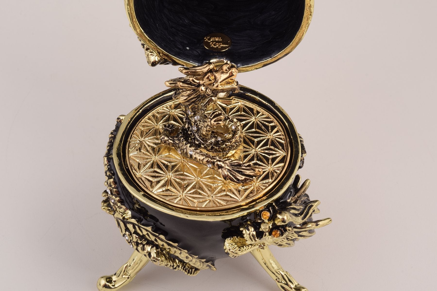 Keren Kopal Black Faberge Egg with Dragon  129.00