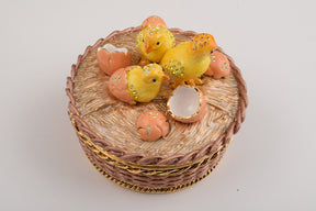 Brown basket with Baby Chicks &eggs