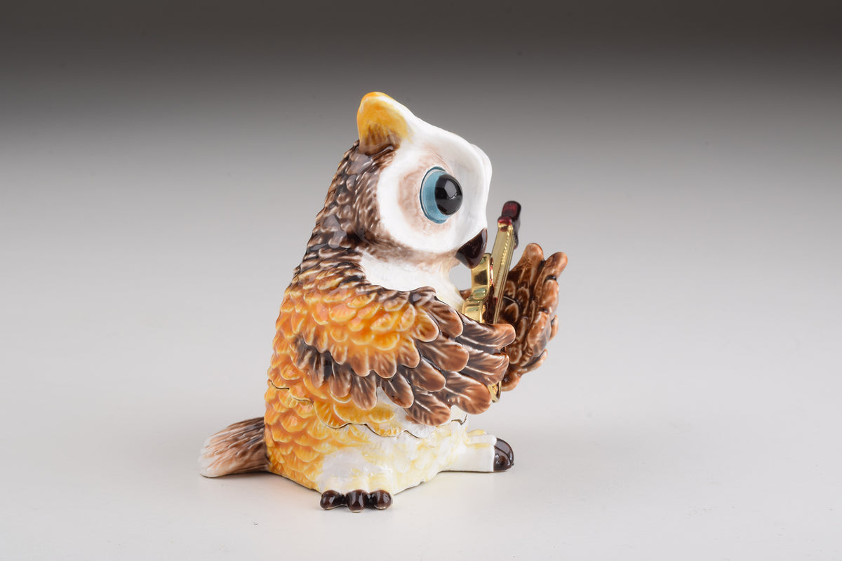 Brown Owl Playing Guitar Trinket Box