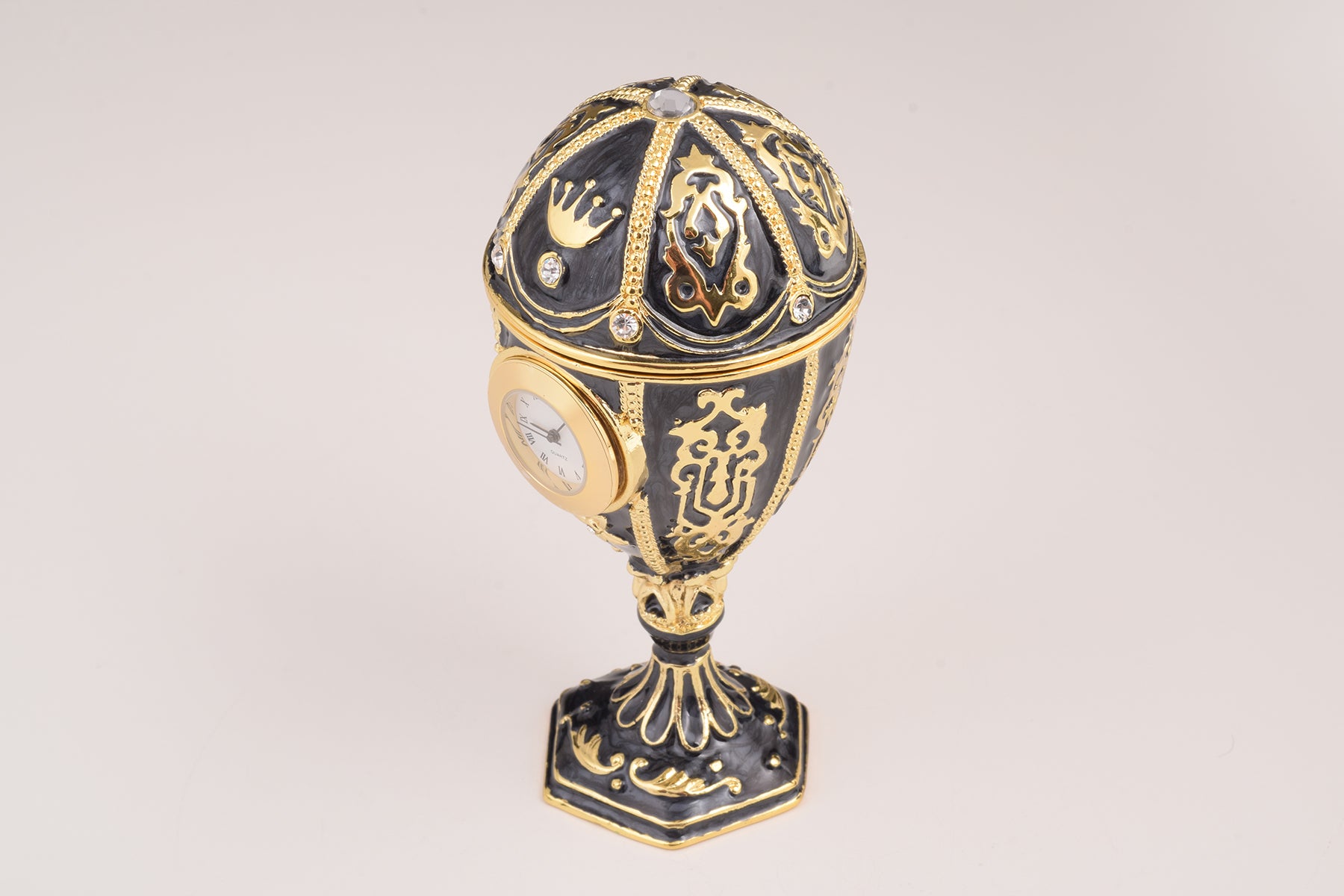 Black Faberge Egg with Clock