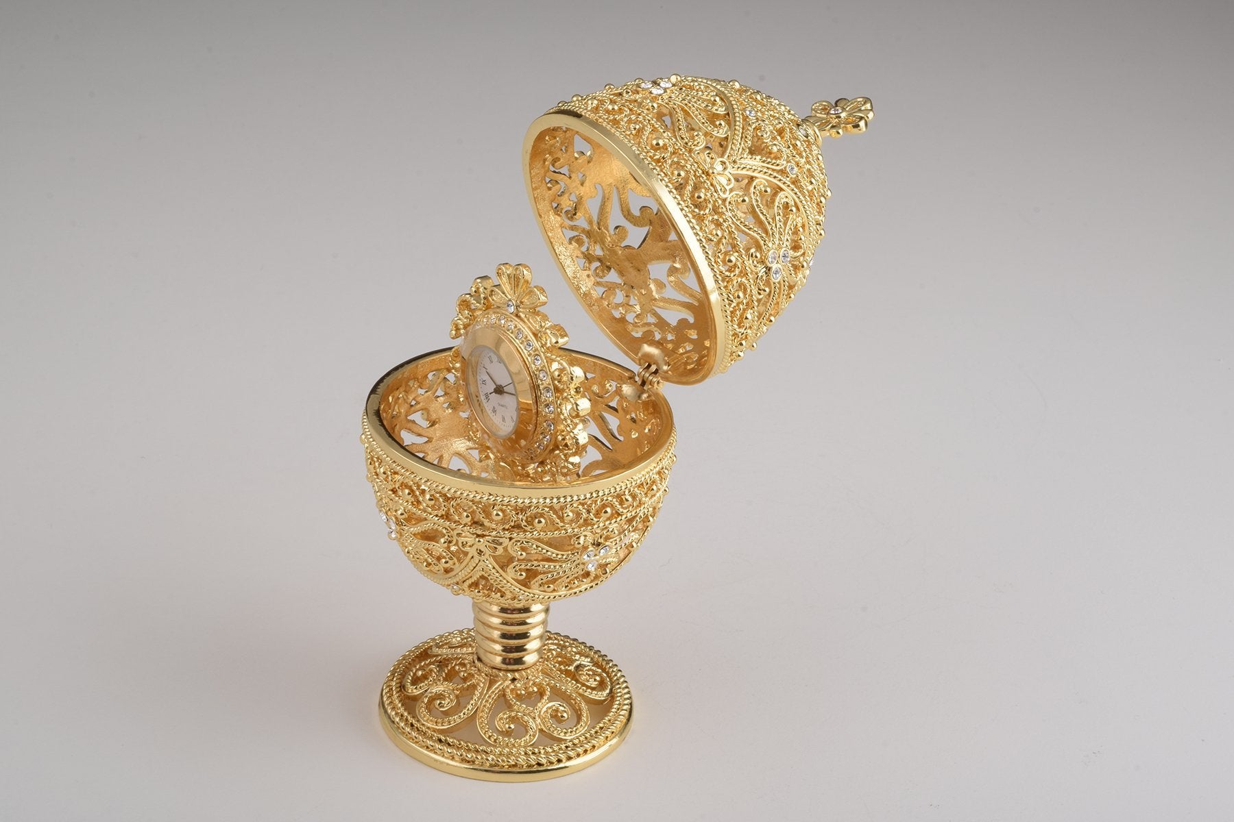 Keren Kopal Gold Faberge Egg with Clock Inside  119.00