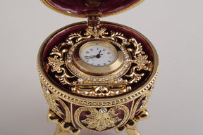 Keren Kopal Gold & Red Faberge Egg with Clock  124.00