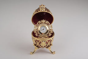 Gold & Red Faberge Egg with Clock  Keren Kopal