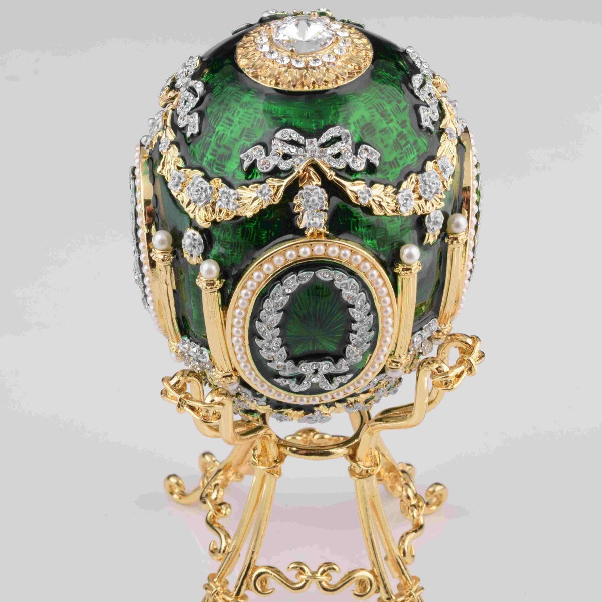 Green Faberge Egg with Swan Inside  Keren Kopal