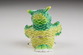 Keren Kopal Green Owl Playing Accordion Trinket Box  84.00