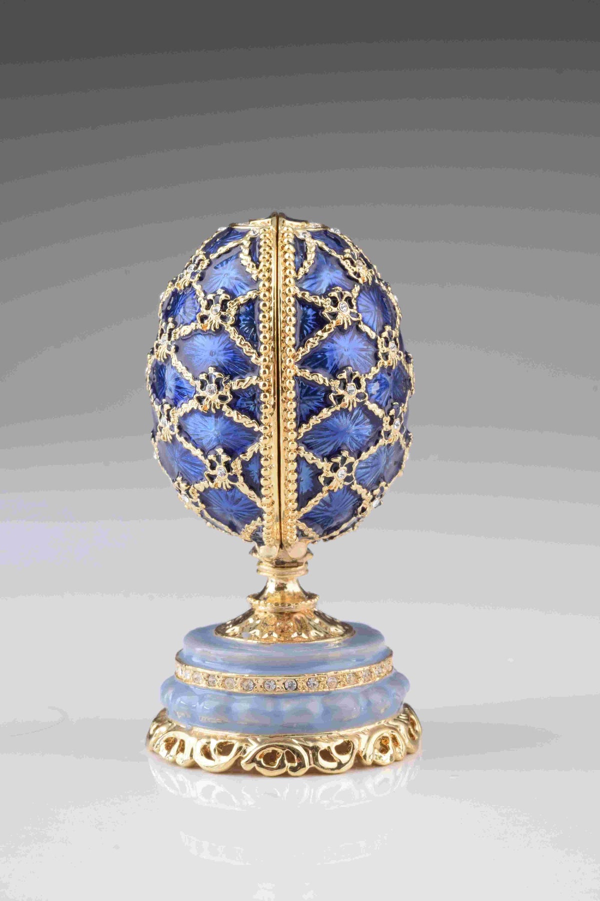 Blue Faberge Egg with Castle Inside