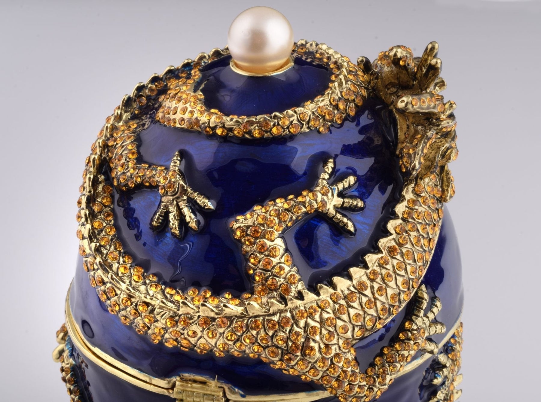 Blue Faberge Egg with Dragon Music Playing Egg Music box Keren Kopal