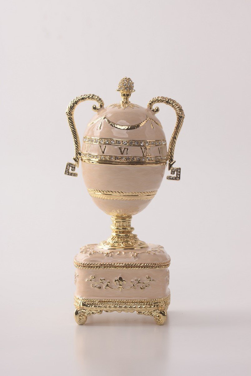 Keren Kopal Pink Faberge Egg with Gold Handles  126.25