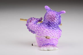 Keren Kopal Purple Owl Playing Flute Trinket Box  84.00