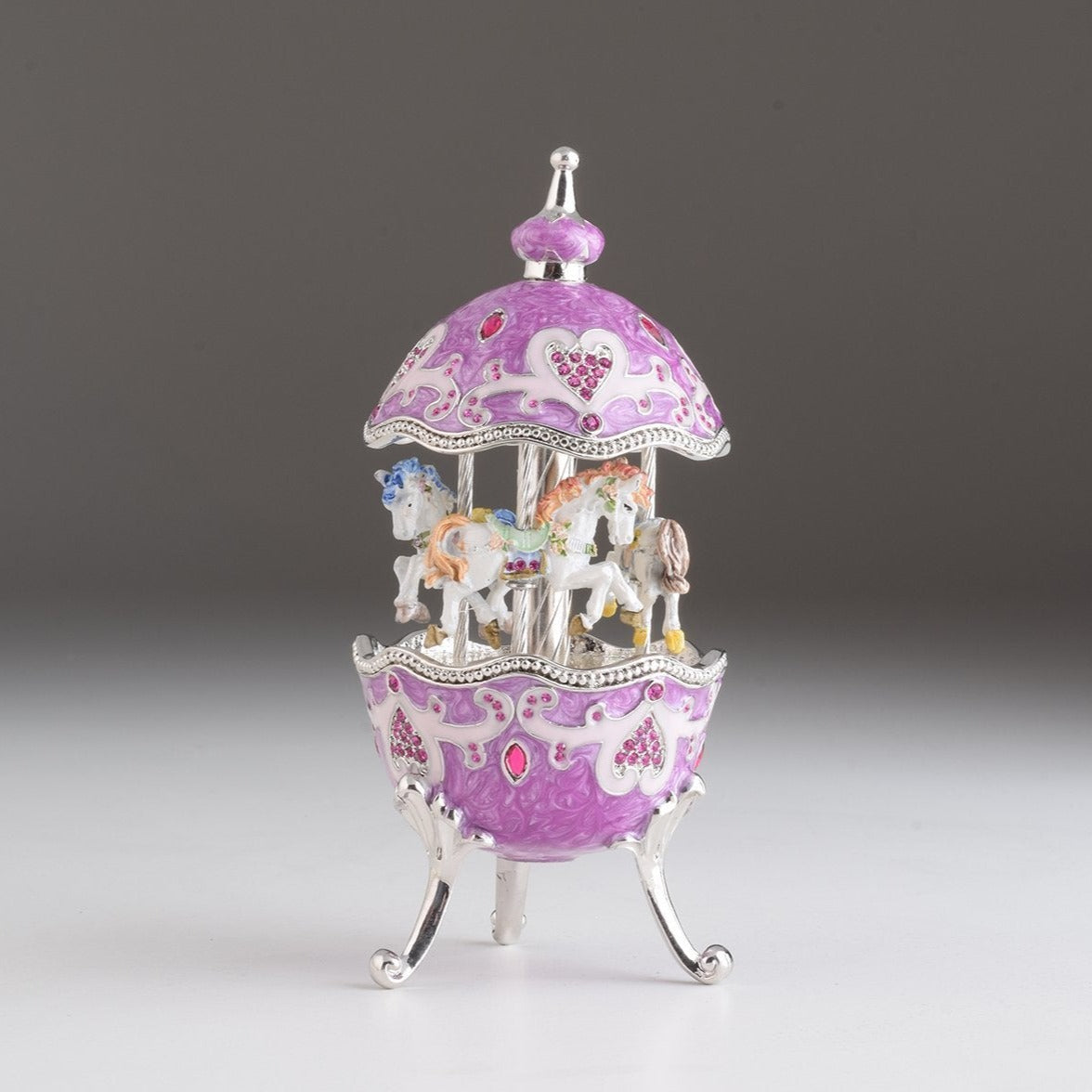 Keren Kopal Purple Wind up Musical Carousel Faberge Egg  124.00