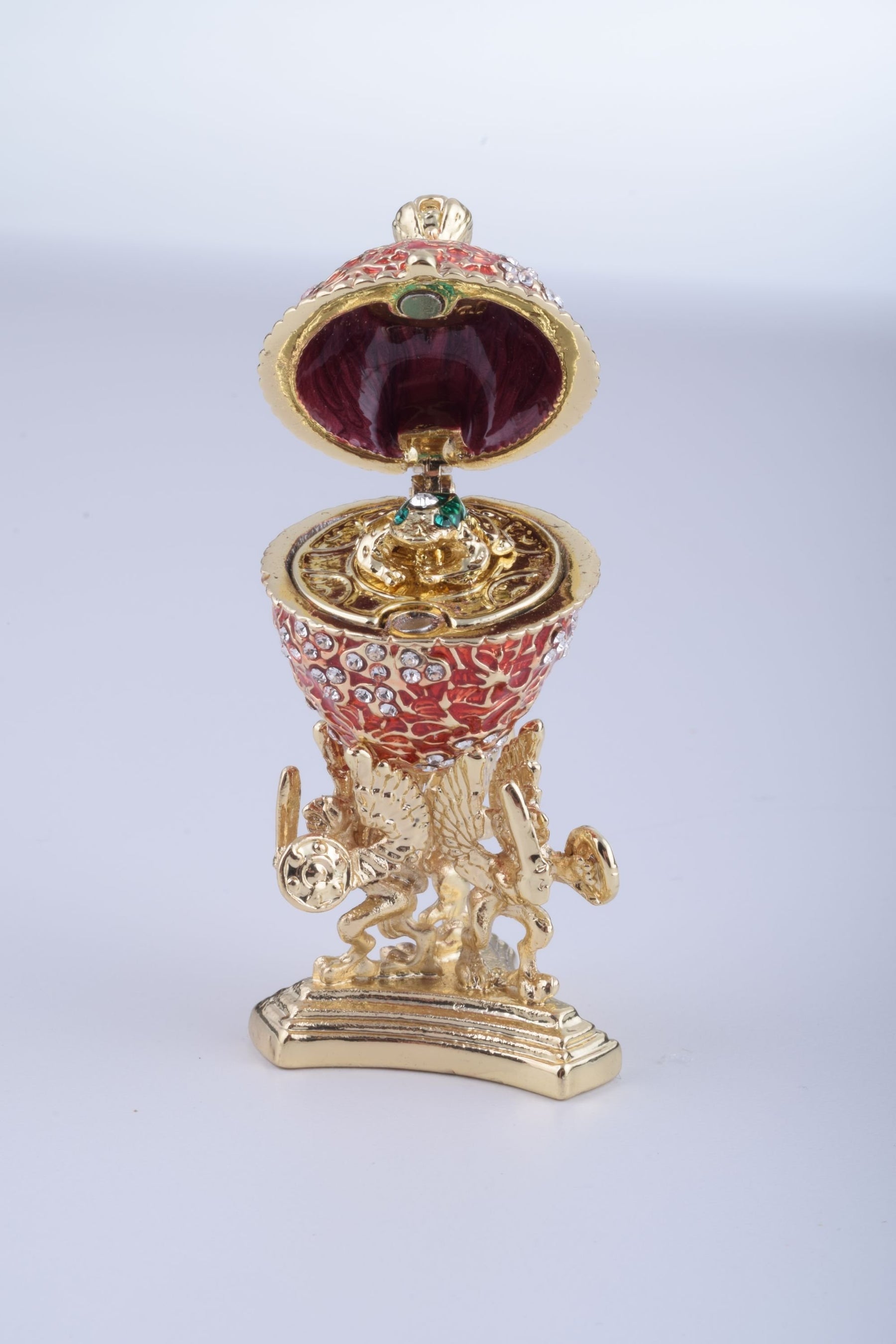 Keren Kopal Red Faberge Egg with a Golden Frog Inside  51.25