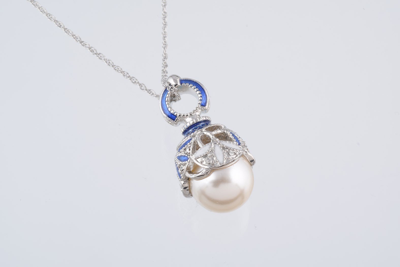 Keren Kopal Silver & Blue Pearl Egg Pendant Necklace  39.00