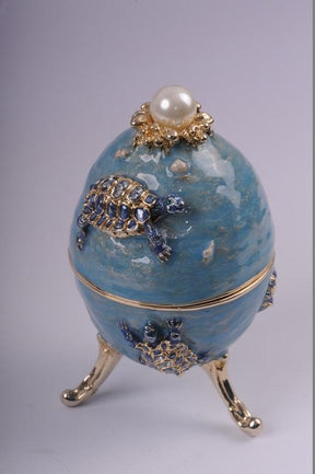 Keren Kopal Turtles Faberge Egg Trinket Box with a Surprise Turtle Pendant  116.50