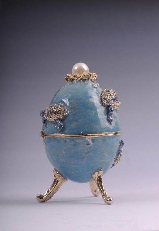 Keren Kopal Turtles Faberge Egg Trinket Box with a Surprise Turtle Pendant  116.50