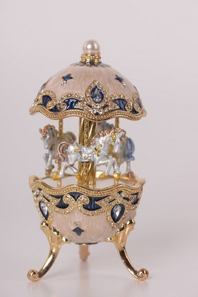 Keren Kopal White Faberge Egg with Horse Carousel  114.00