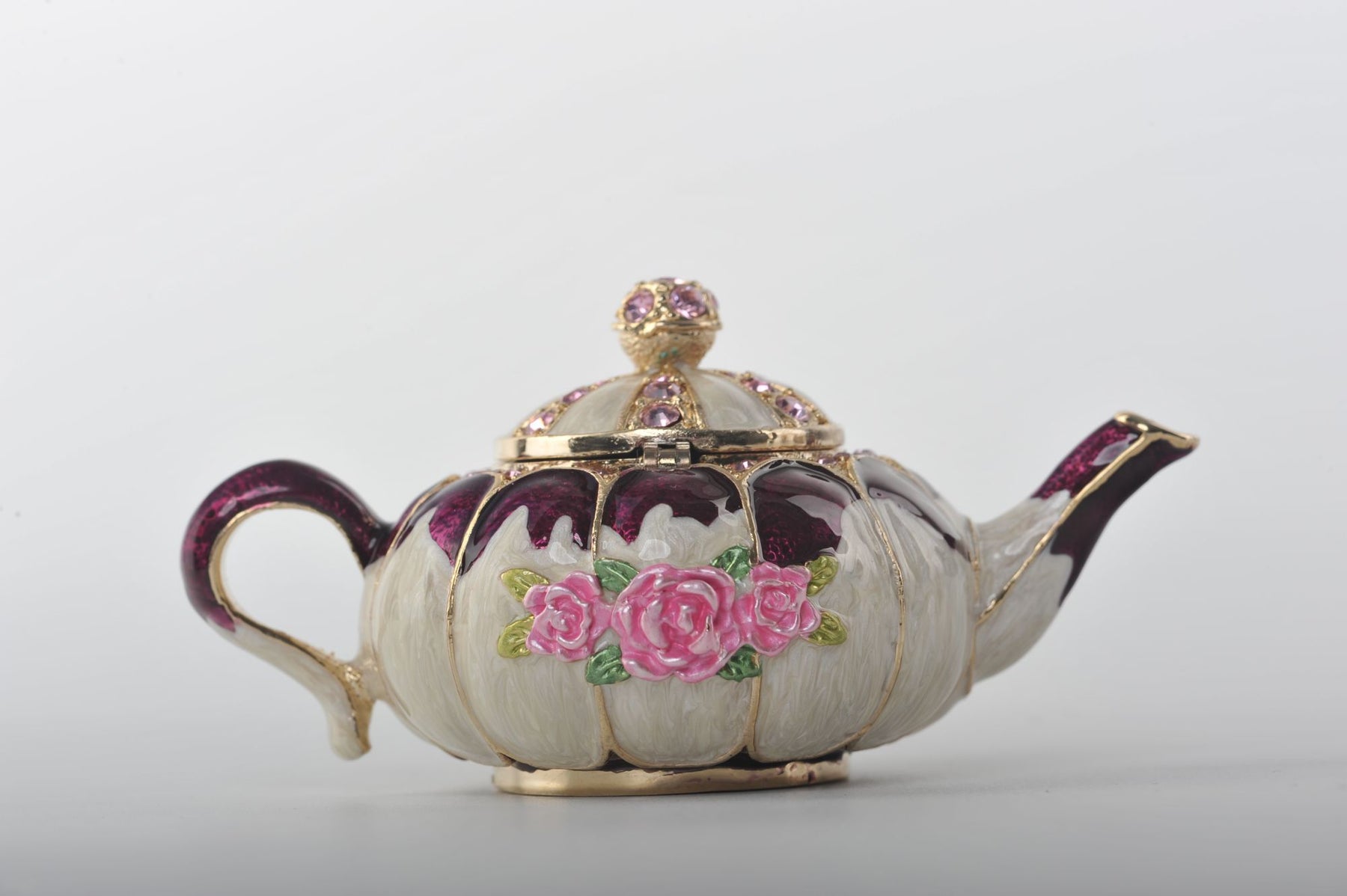 Keren Kopal White Teapot with Pink Roses  53.50