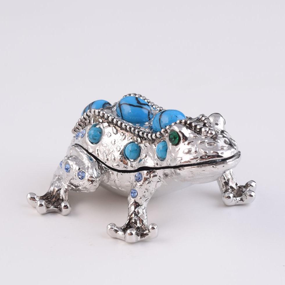 Keren Kopal Silver and Blue Frog trinket box 39.00